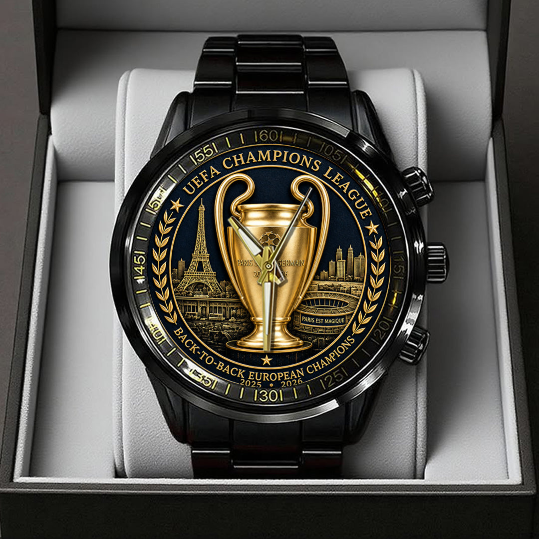 Paris Saint-Germain Champions of Europe 25/26 Black Stainless Steel Watch – TANTN23300