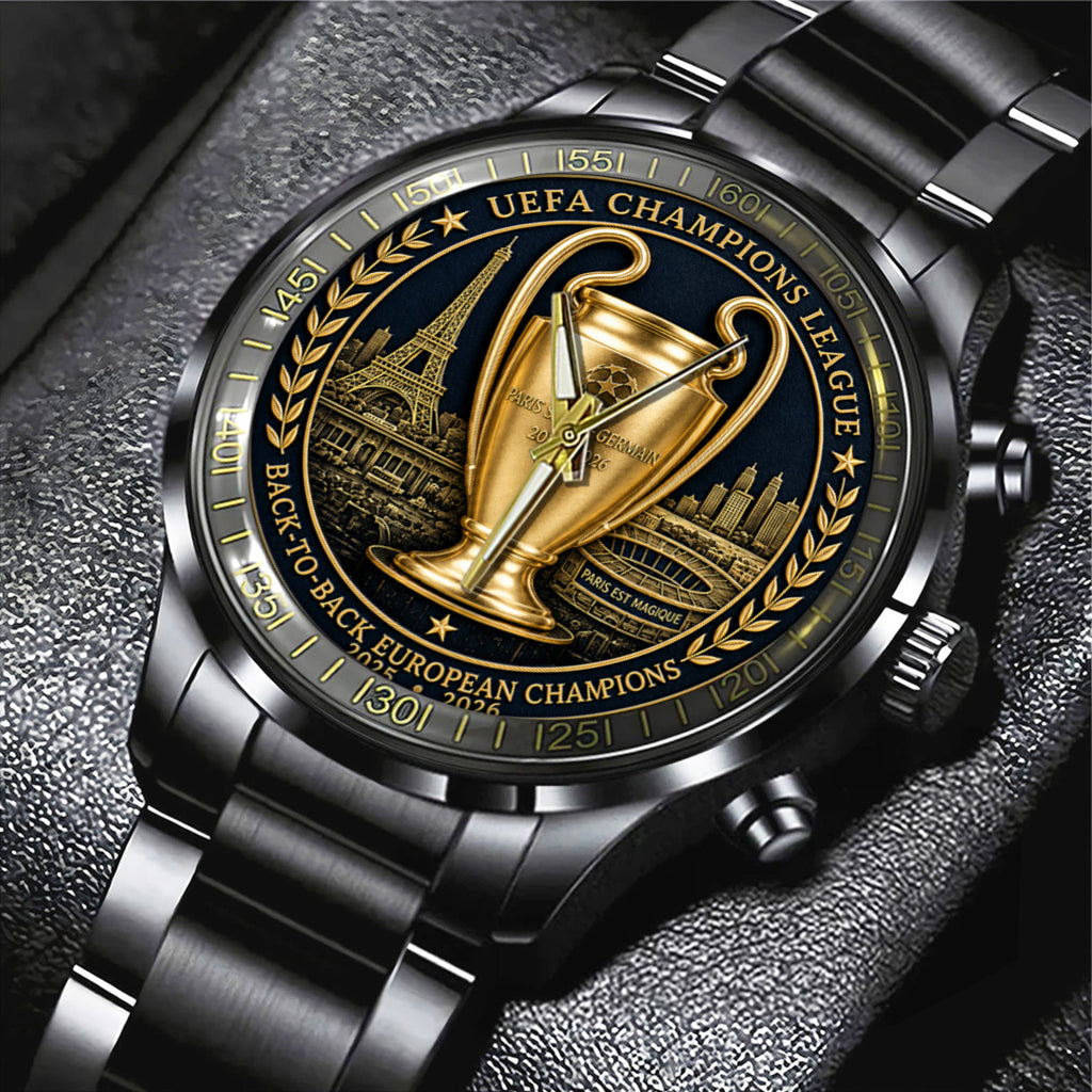 Paris Saint-Germain Champions of Europe 25/26 Black Stainless Steel Watch – TANTN23300
