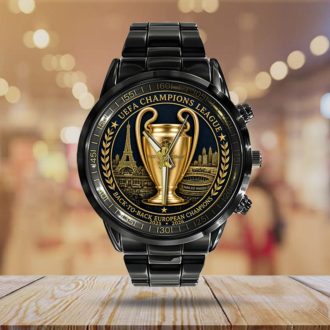 Paris Saint-Germain Champions of Europe 25/26 Black Stainless Steel Watch – TANTN23300