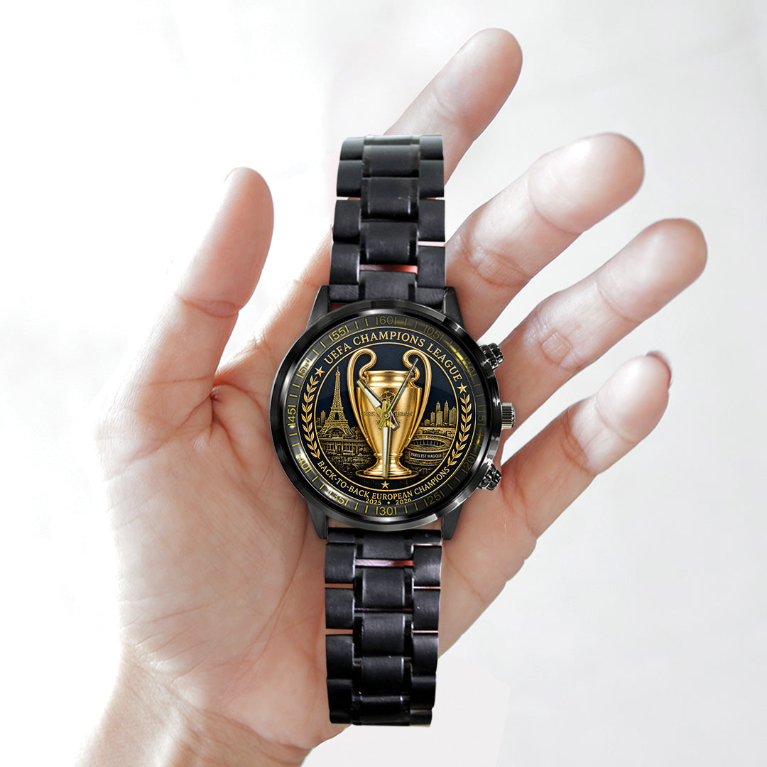 Paris Saint-Germain Champions of Europe 25/26 Black Stainless Steel Watch – TANTN23300