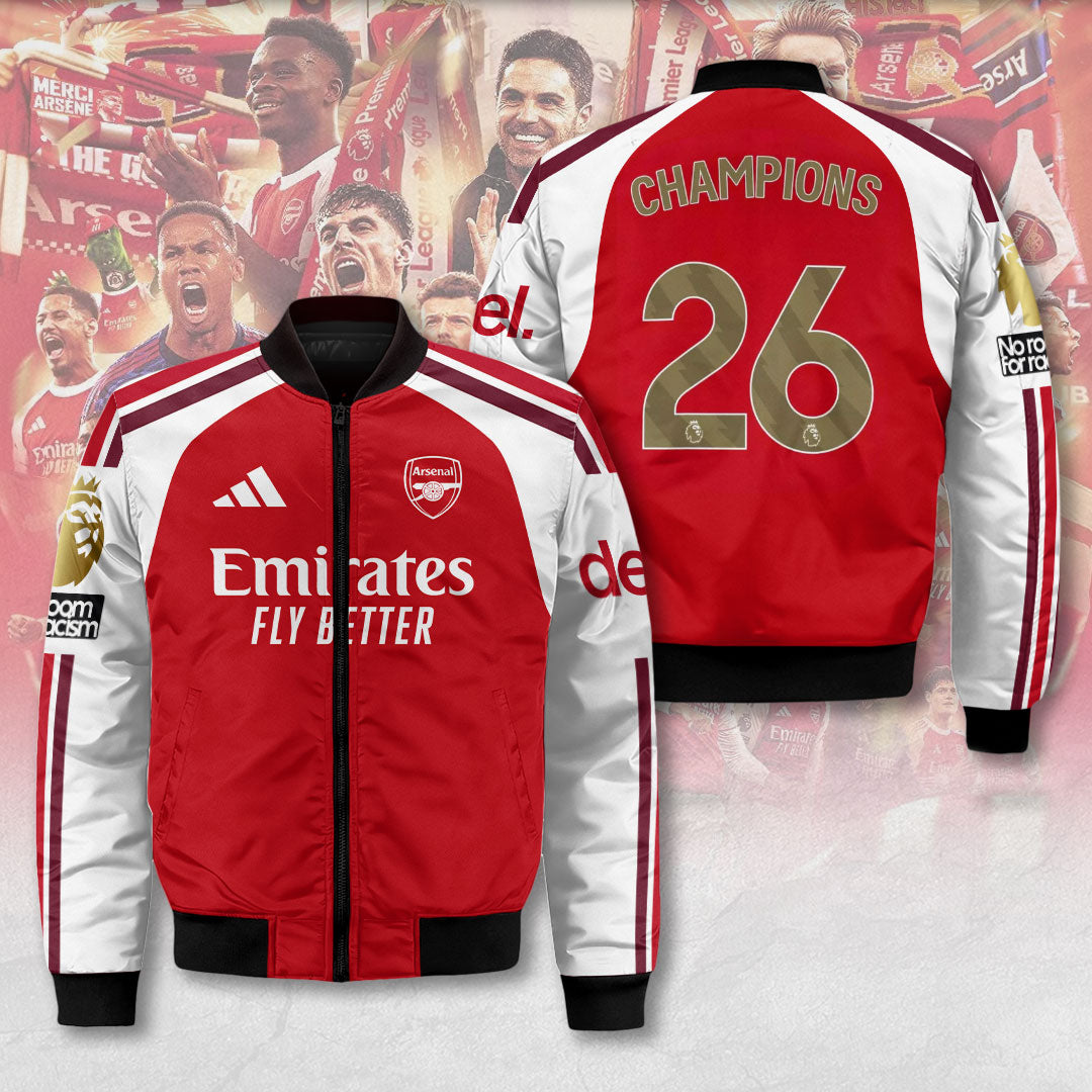 Arsenal FC Premier League Champions 25/26 3D Bomber Jacket – TANTN23495
