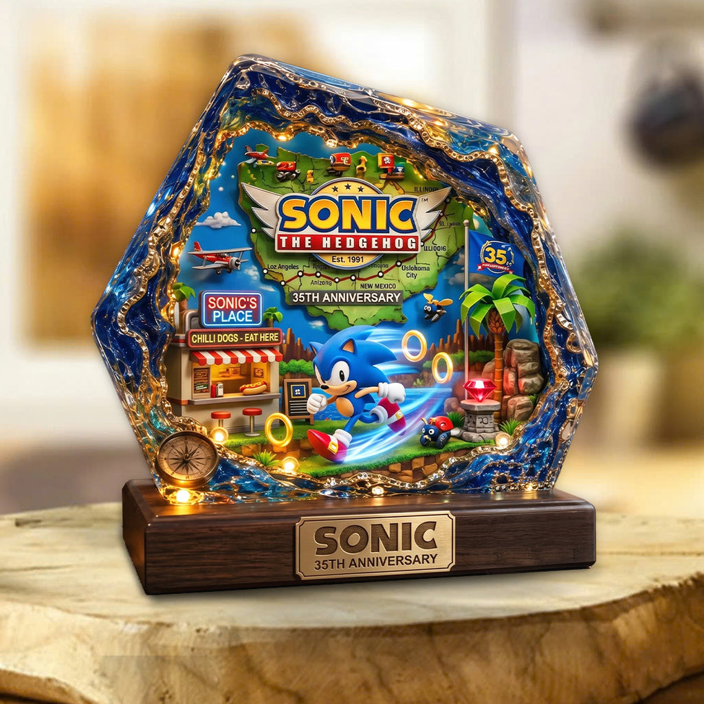 Sonic the Hedgehog 35th Anniversary Custom Shape Acrylic Plaque – TANTN24056
