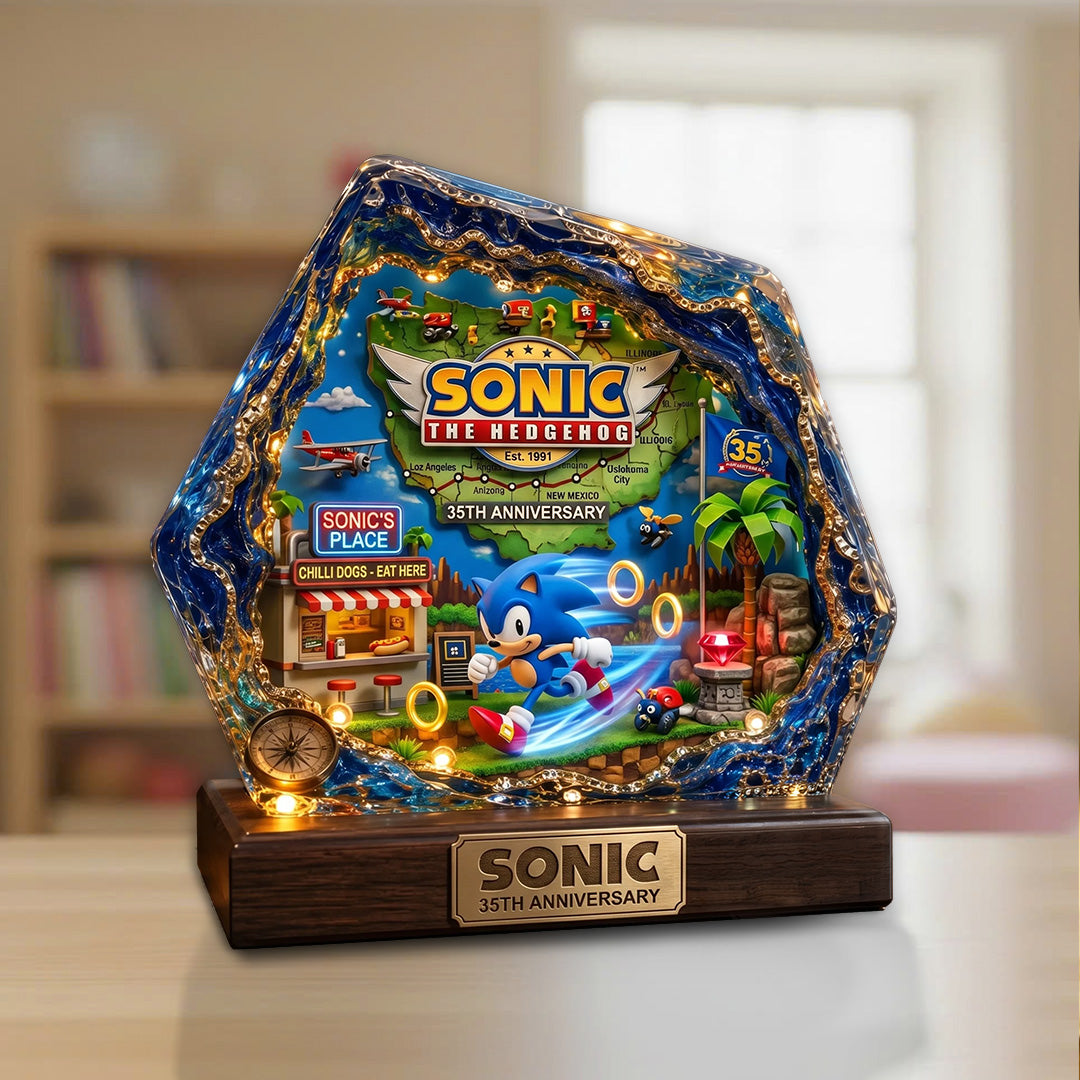 Sonic the Hedgehog 35th Anniversary Custom Shape Acrylic Plaque – TANTN24056