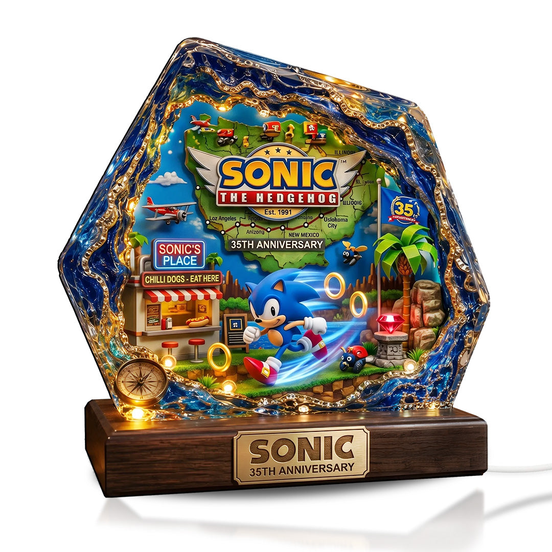 Sonic the Hedgehog 35th Anniversary Custom Shape Acrylic Light Box – TANTN24057