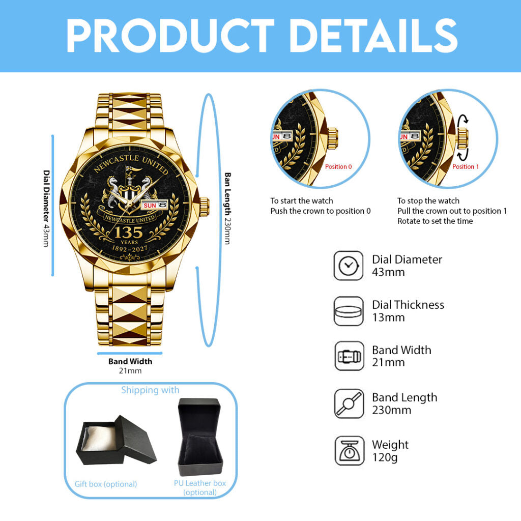 Newcastle United 135th Anniversary Alloy Luxury Quartz Watch - TANTN24182