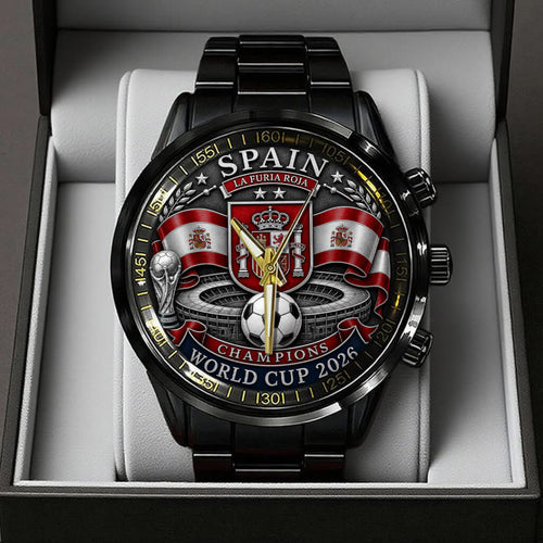 Spain National Team 2026 FIFA World Cup Champions Black Stainless Steel Watch - TANTN24402