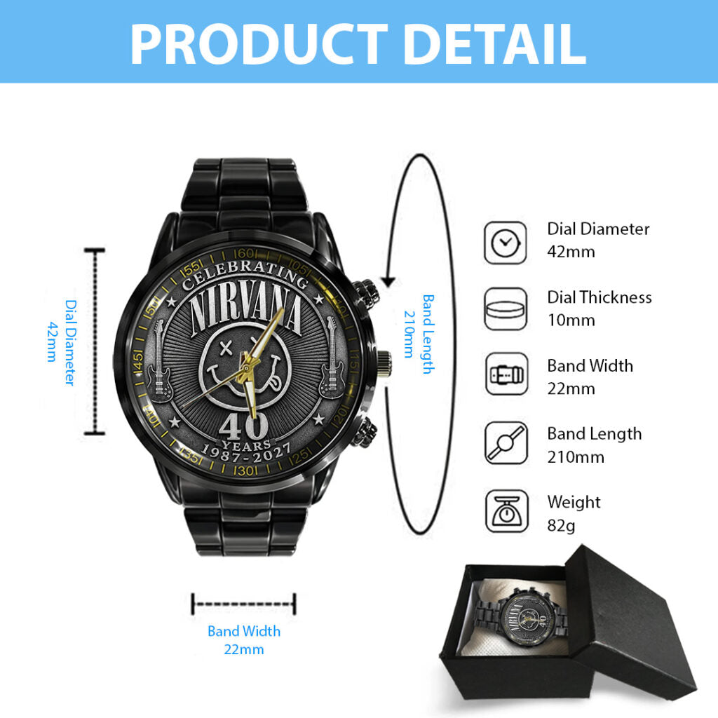 Nirvana 40th Anniversary Black Stainless Steel Watch - TANTN24641