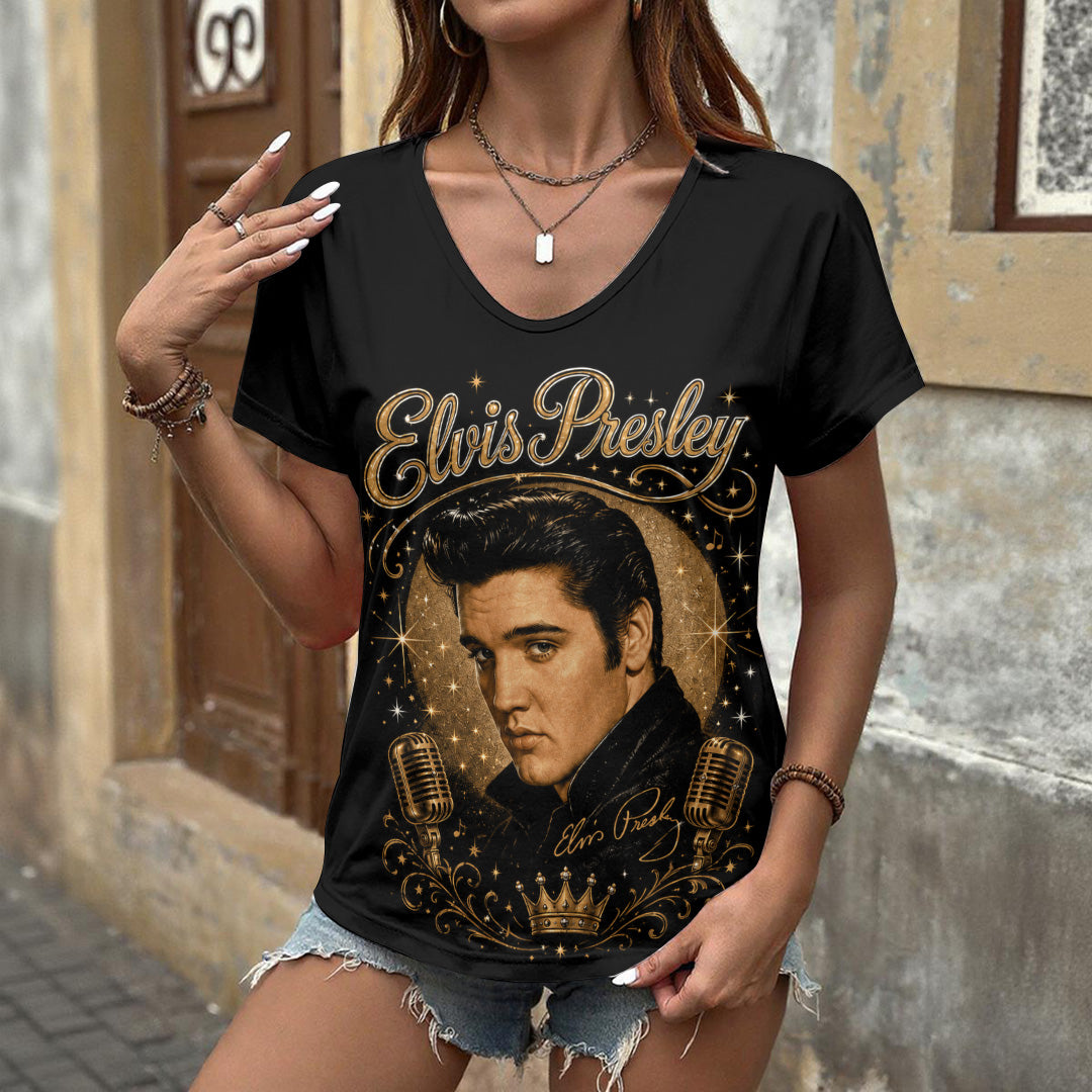 Elvis Presley 3D Women's V-Neck T-Shirt – TANTN24839