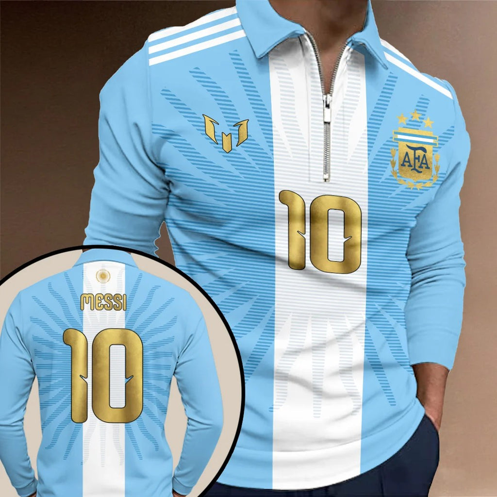 Argentina National Football Team x Lionel Messi Farewell Zip Polo Shirt – TANTN25703