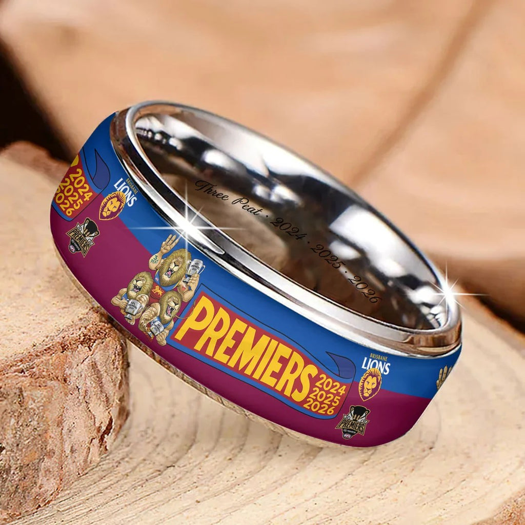 Brisbane Lions 2026 AFL Premiers Custom Alloy Ring – TANTN25823