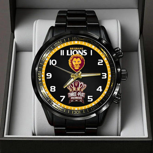 Brisbane Lions 2026 AFL Premiers Black Stainless Steel Watch – TANTN25838