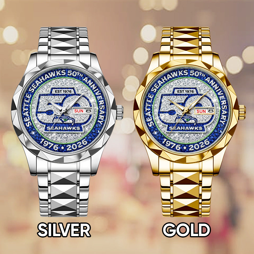 Seattle Seahawks 50th Anniversary Alloy Luxury Quartz Watch – TMTHU3086