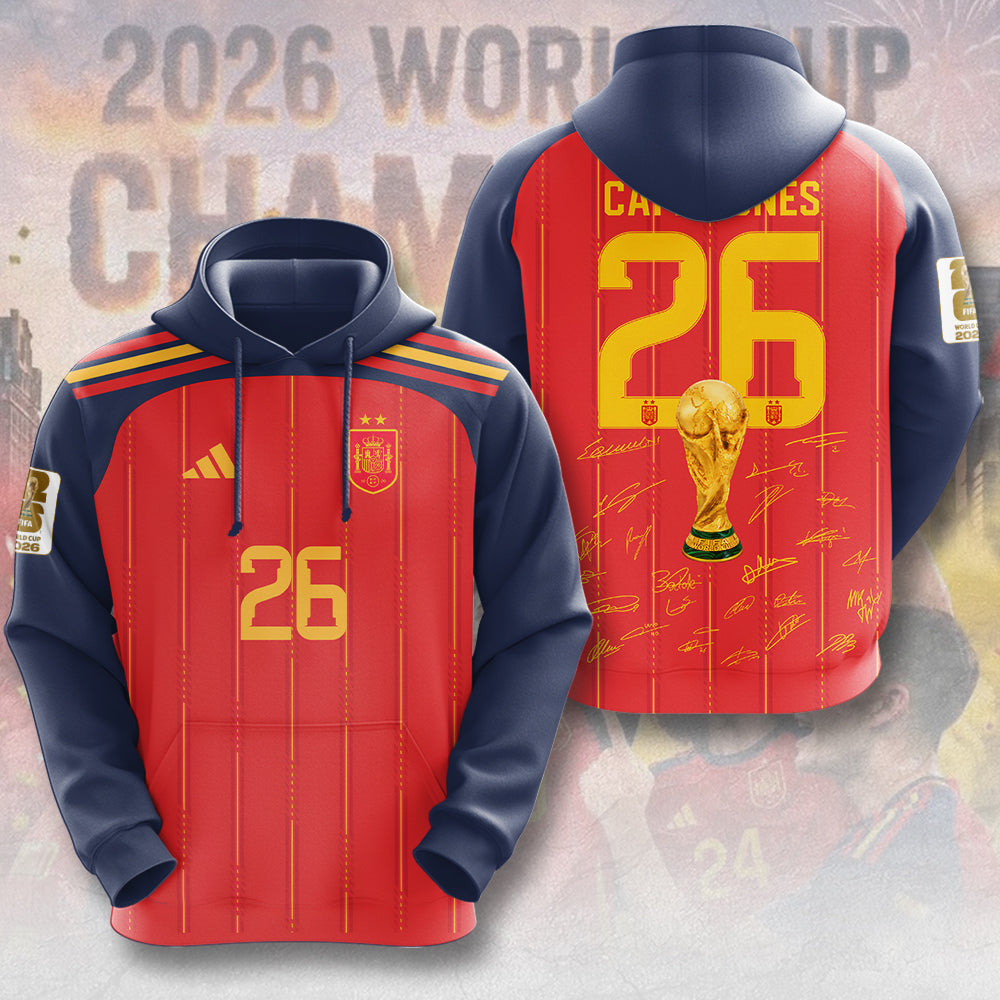 Spain National Team 2026 FIFA World Cup Champions 3D Apparel – TMTHU7616