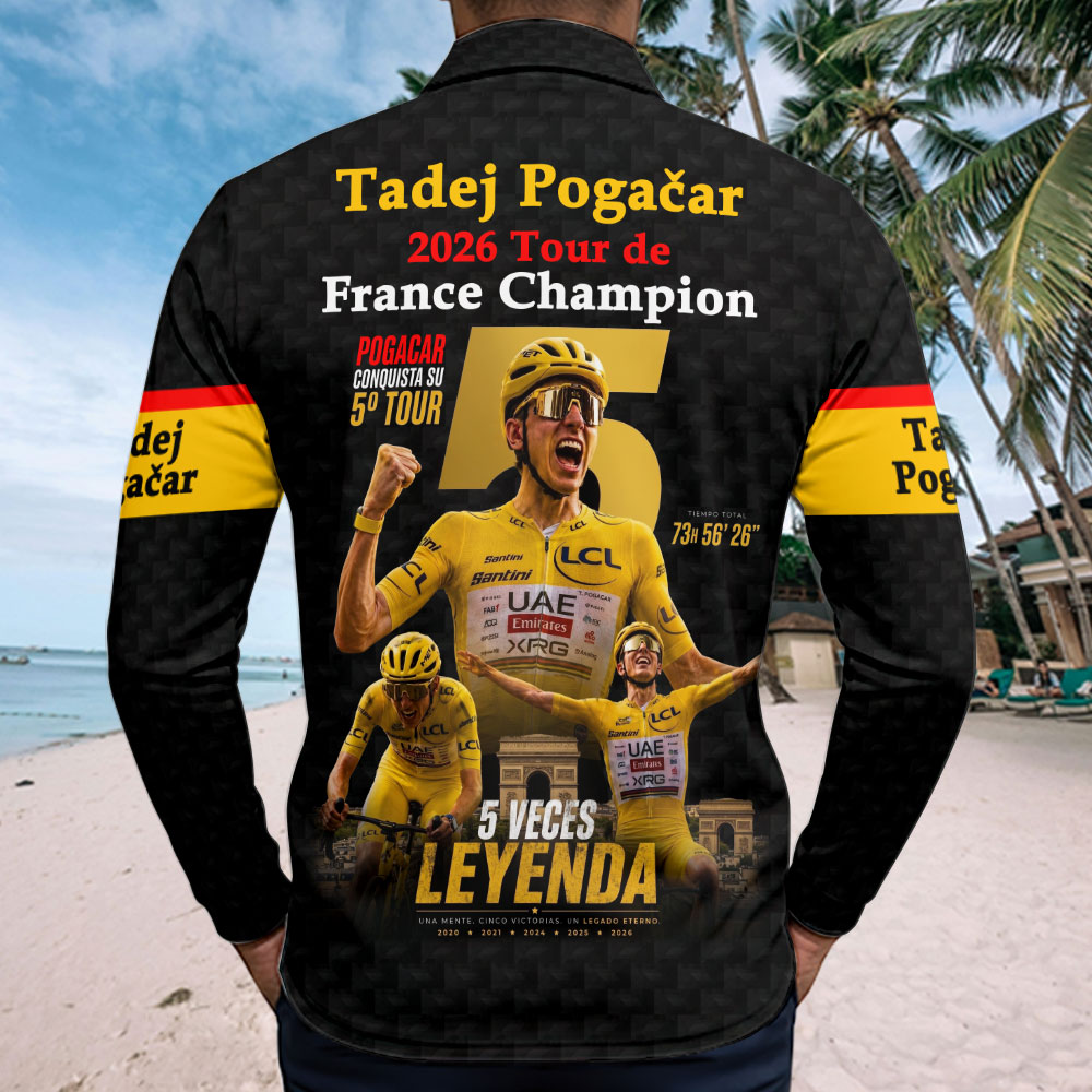 Tadej Pogačar 2026 Tour de France Champion Zip Polo Shirt – TMTHU7862