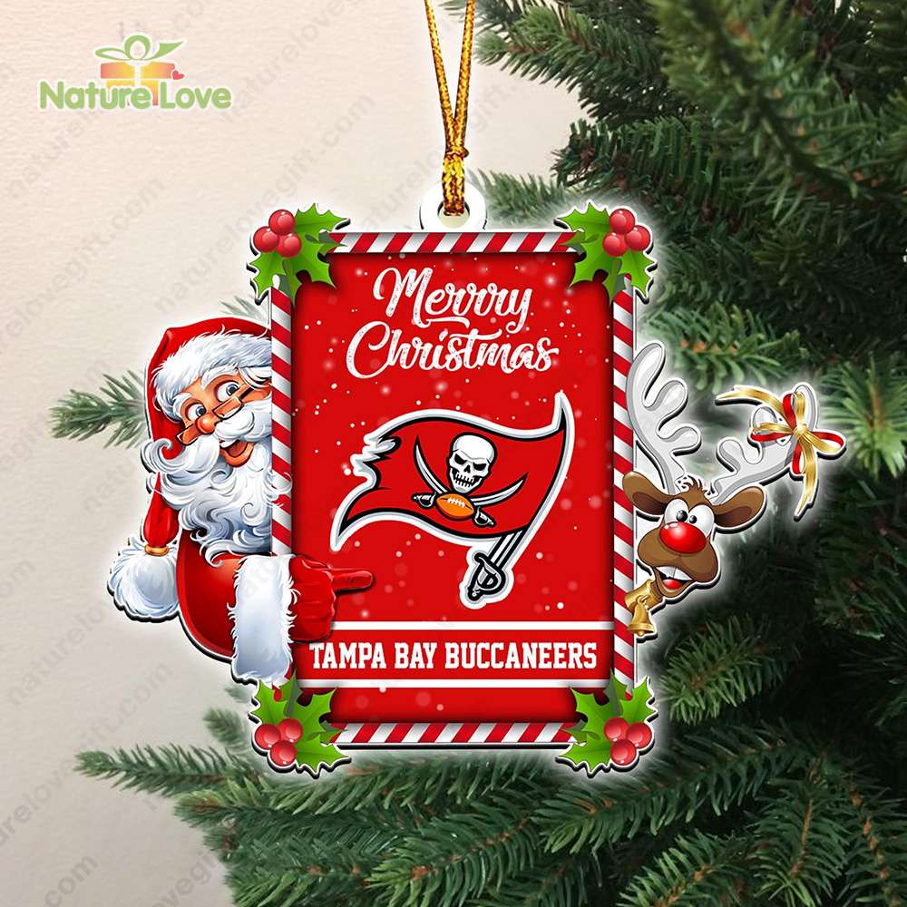 Tampa Bay Buccaneers Santa Reindeer Funny Christmas Ornament NFL Gift