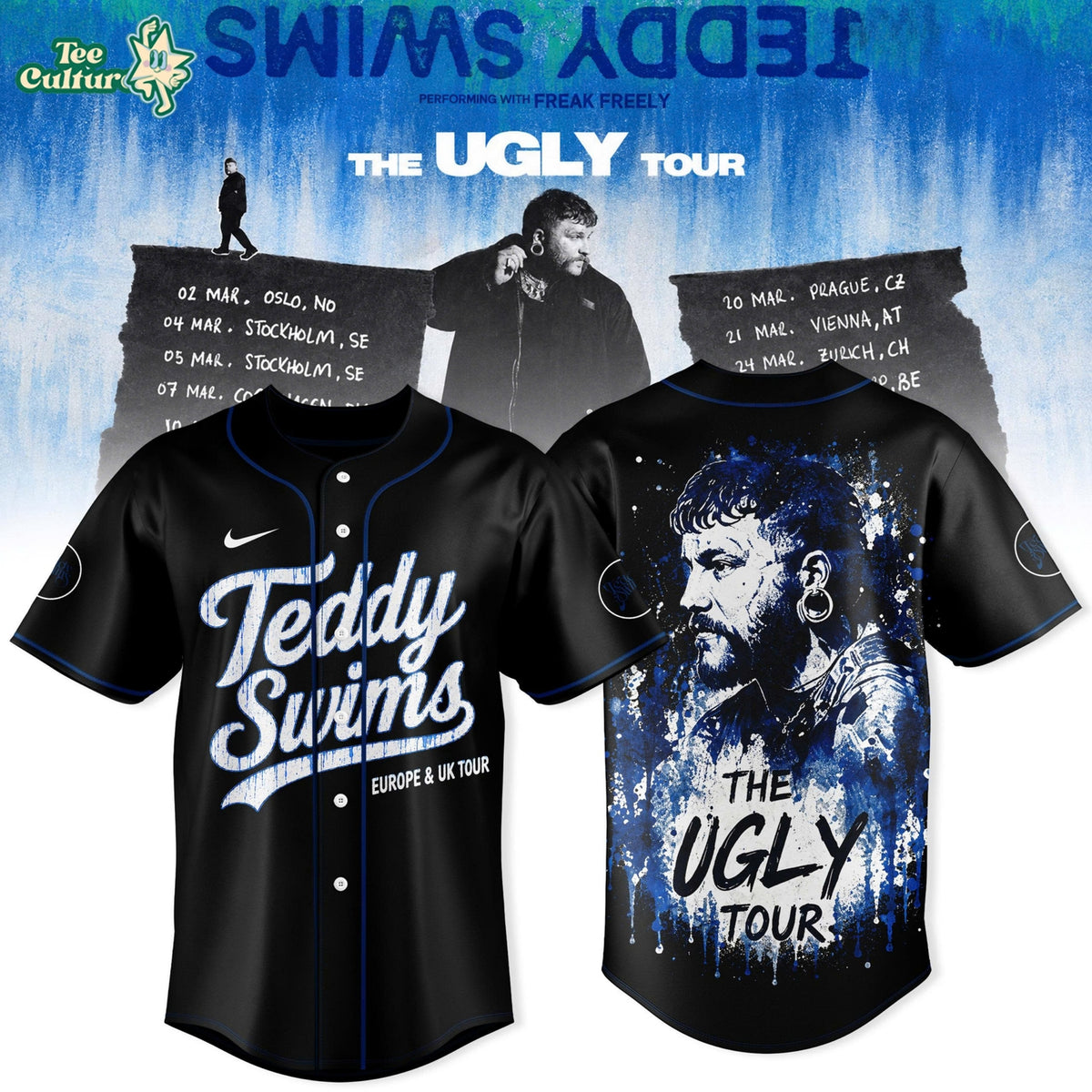 Teddy Swims The Ugly Europe & UK Tour 2027 Baseball Jersey Ver4