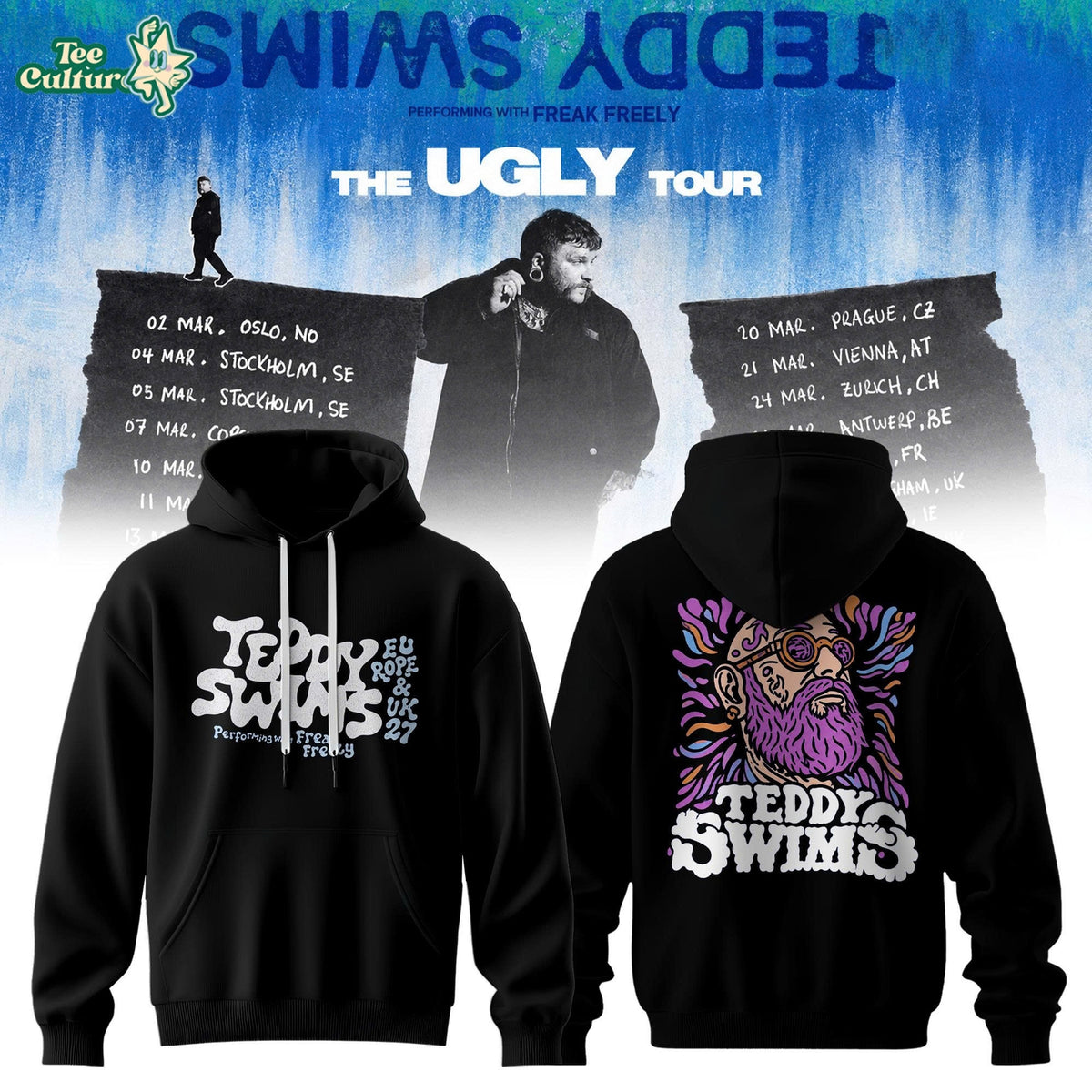 Teddy Swims The Ugly Europe & UK Tour 2027 Tour Hoodie Ver3