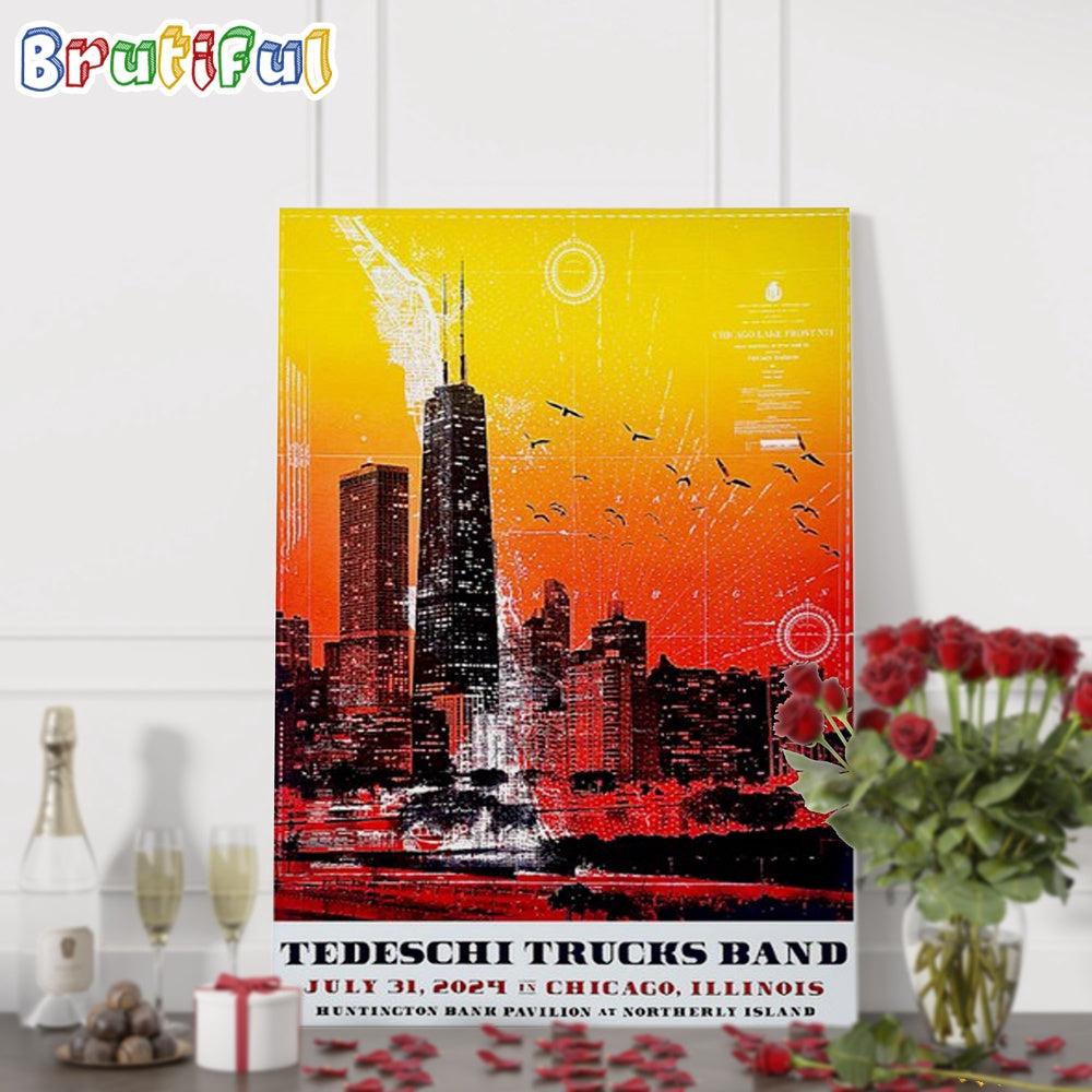 Tedeschi Trucks Band Tour Live At Huntington Bank Pavilion Northerly Island Chicago IL July 31 2024 Wall Art Poster Canvas