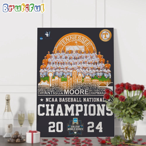 Tennessee Volunteers NCAA Baseball National Champions 2024 Team Player Wall Art Poster Canvas