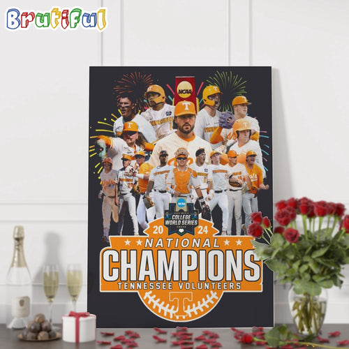 Tennessee Volunteers NCAA Men’s Baseball National Champions 2024 Print Team Wall Art Poster Canvas