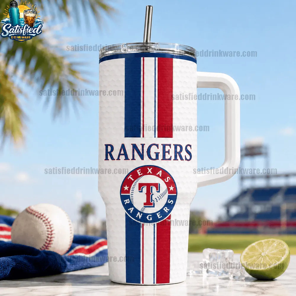 Texas Rangers Retro Baseball With Handle Tumbler