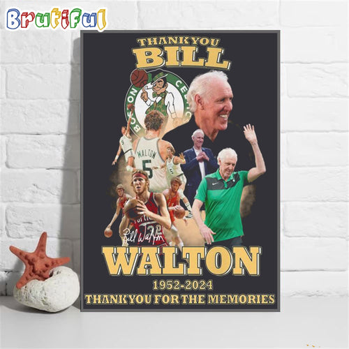 Thank You Bill Walton 1952-2024 Basketball Wall Art Poster Canvas