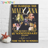 The Celebration Tour Madonna The Queen Of Pop 45th Anniversary Poster Canvas Art