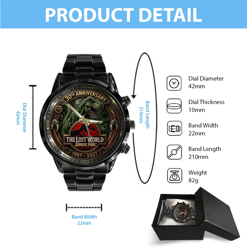 The Lost World: Jurassic Park 30th Anniversary Black Stainless Steel Watch - TMTHU8774
