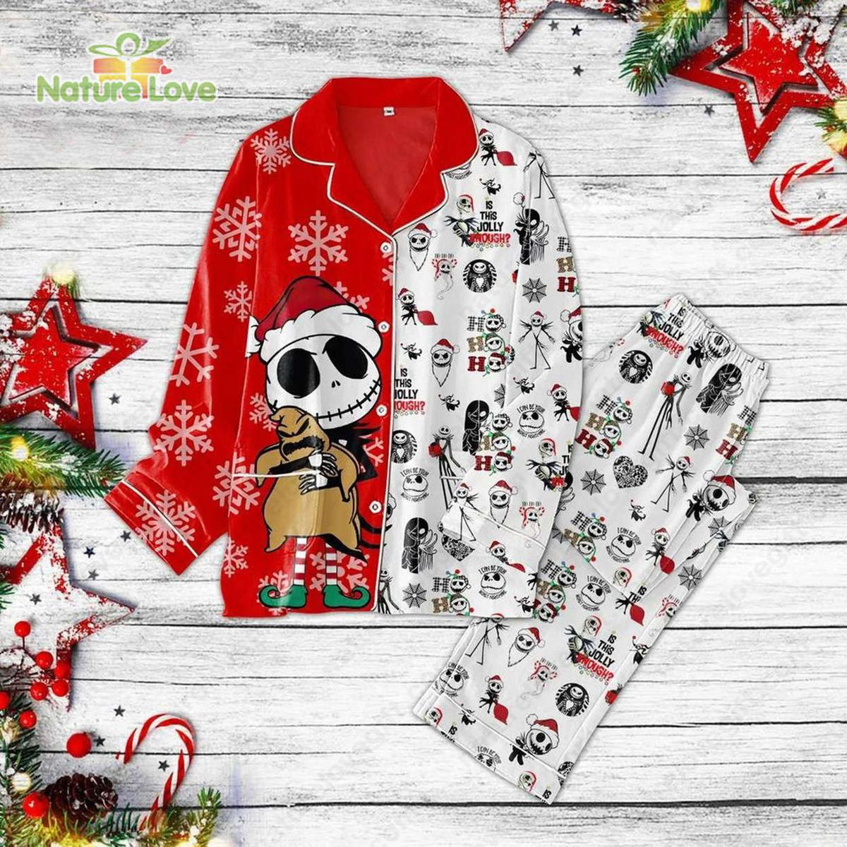 The Nightmare Before Christmas Jack Skellington Sally​ Xmas Pajamas Set
