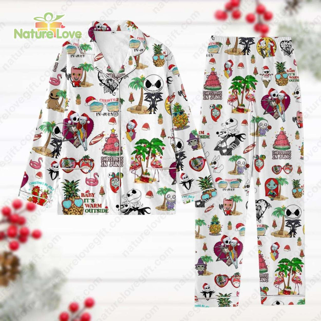 The Nightmare Before Christmas Pajamas Santa Sally And Jack Pjs Set