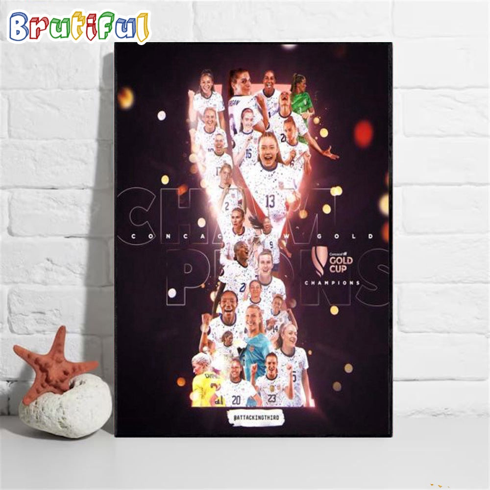 The USWNT Win The First Ever Concacaf W Gold Cup Wall Art Poster Canvas