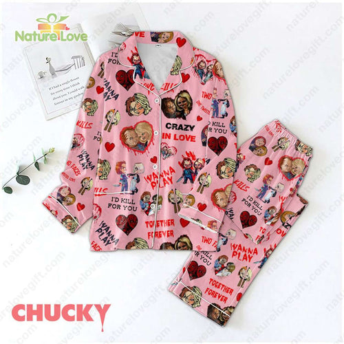 Tiffany Valentine Chucky Lover Valentine’s Pink Pajamas Set