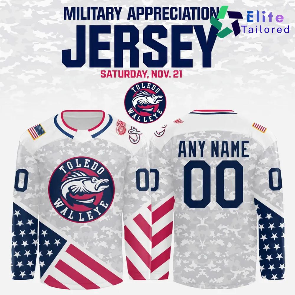 Toledo Walleye 2026 Military Appreciation Custom Hockey Jersey