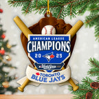 Toronto Blue Jays 2025 American League Champions Custom Shape 2-sided Acrylic Ornament – HOATT14333