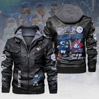 Toronto Blue Jays 2025 American League Champions 2D Leather Hooded Jacket – HOATT14273
