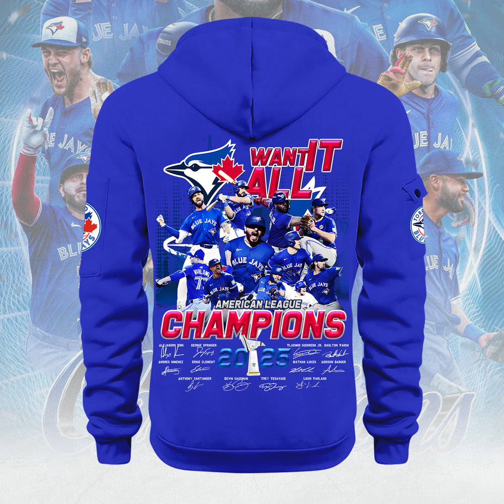 Toronto Blue Jays 2025 American League Champions 2D Quarter Zip Hoodie – MAITM13588