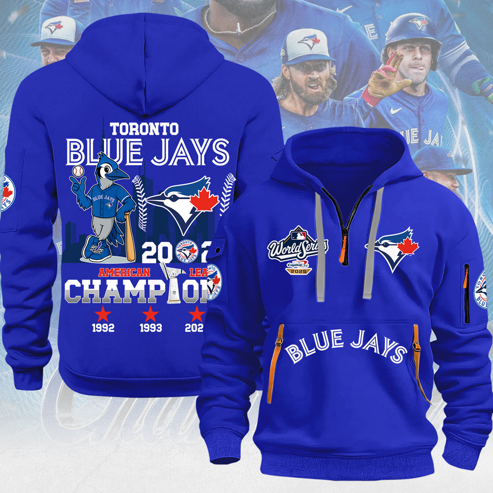 Toronto Blue Jays 2025 American League Champions 2D Quarter Zip Hoodie – MAITM13647