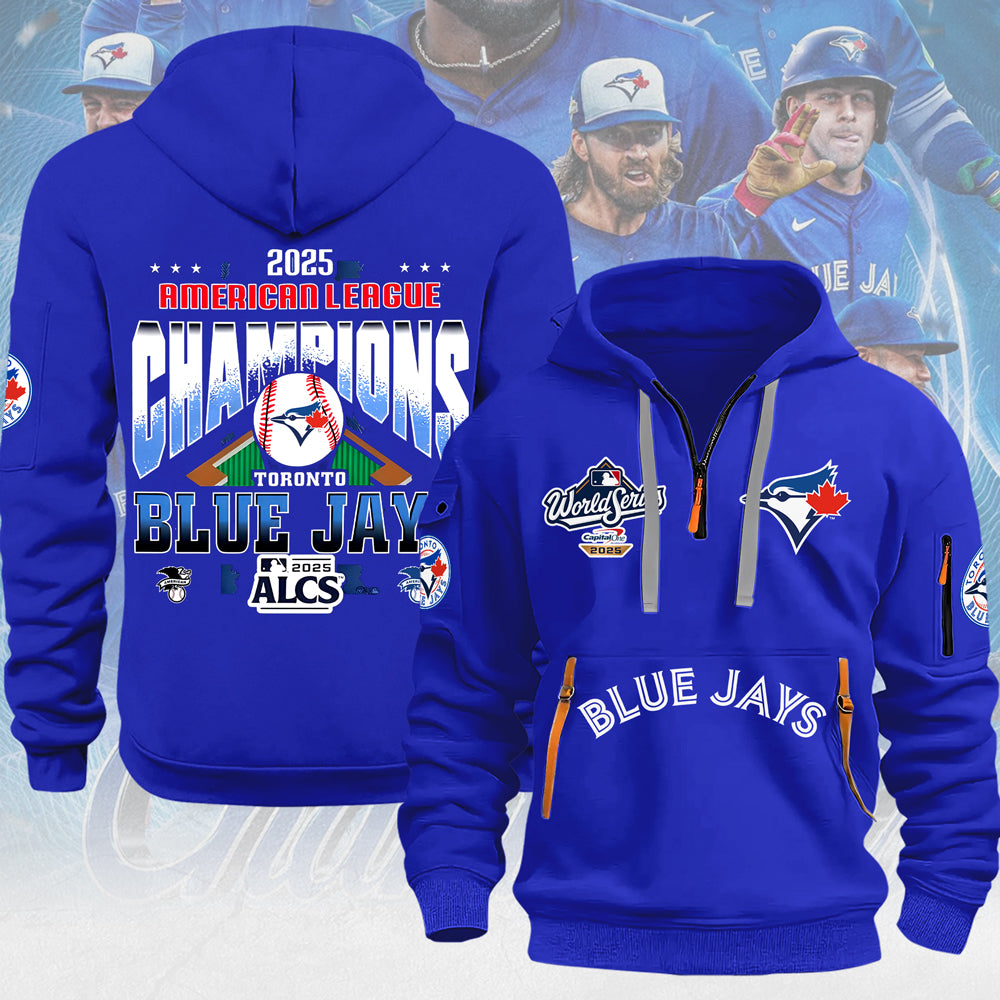 Toronto Blue Jays 2025 American League Champions 2D Quarter Zip Hoodie – MAITM13759