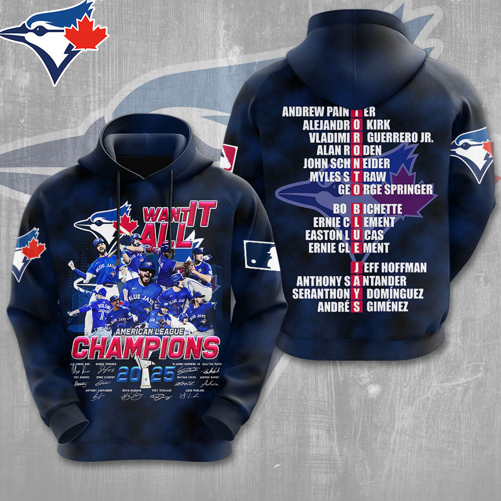Toronto Blue Jays 2025 American League Champions 3D Apparel – MAITM13517