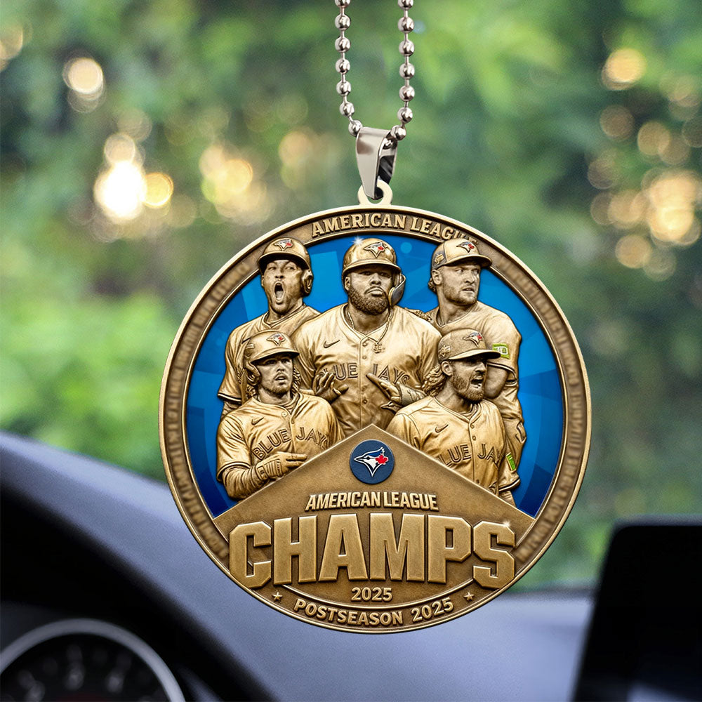 Toronto Blue Jays 2025 American League Champions Custom shape 2-sided Acrylic Car Ornament – MAITM13632