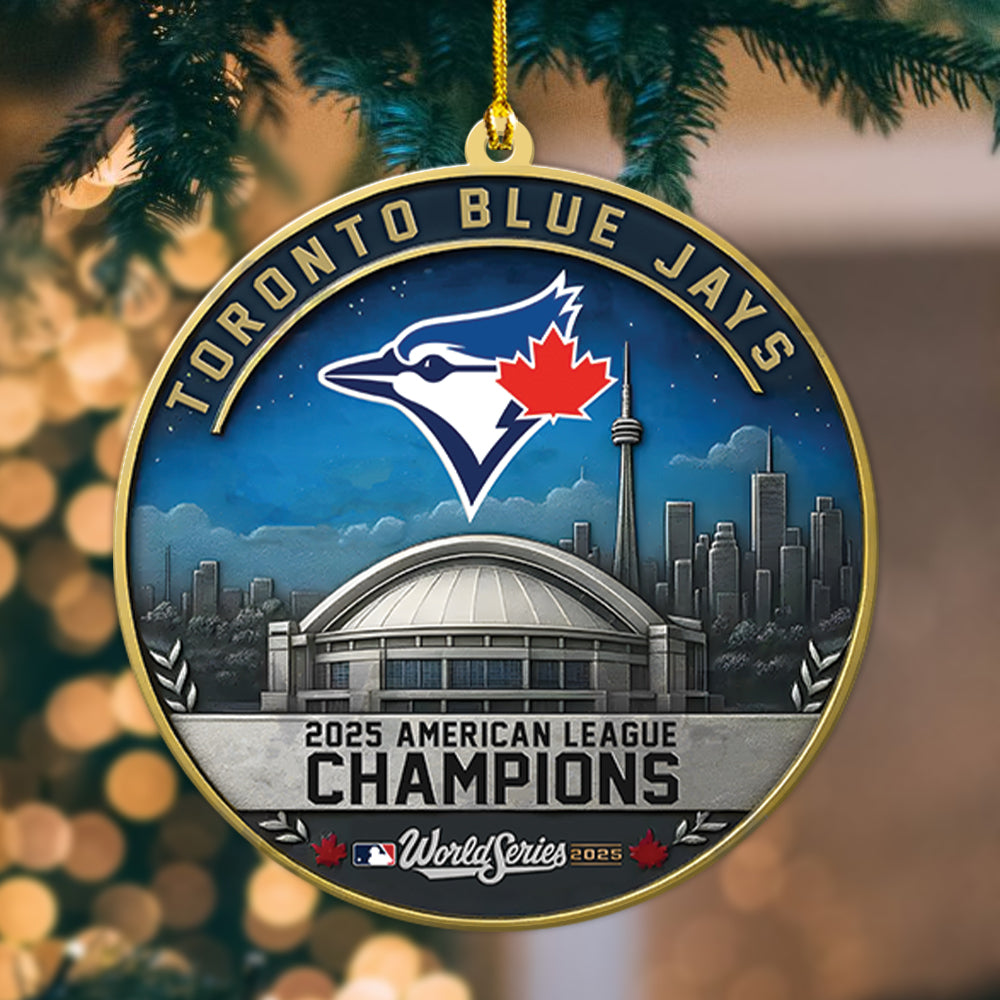 Toronto Blue Jays 2025 American League Champions Custom Shape 2-sided Acrylic Ornament – MAITM13763