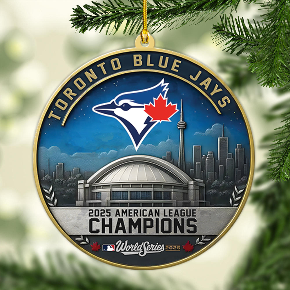 Toronto Blue Jays 2025 American League Champions Custom Shape 2-sided Acrylic Ornament – MAITM13763