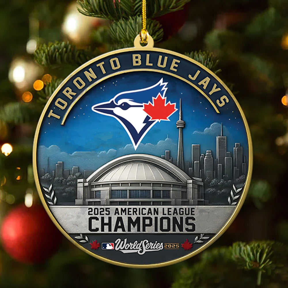 Toronto Blue Jays 2025 American League Champions Custom Shape 2-sided Acrylic Ornament – MAITM13763