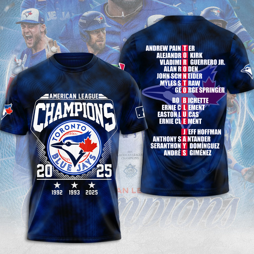 Toronto Blue Jays 2025 American League Champions 3D Apparel – MAITM13599