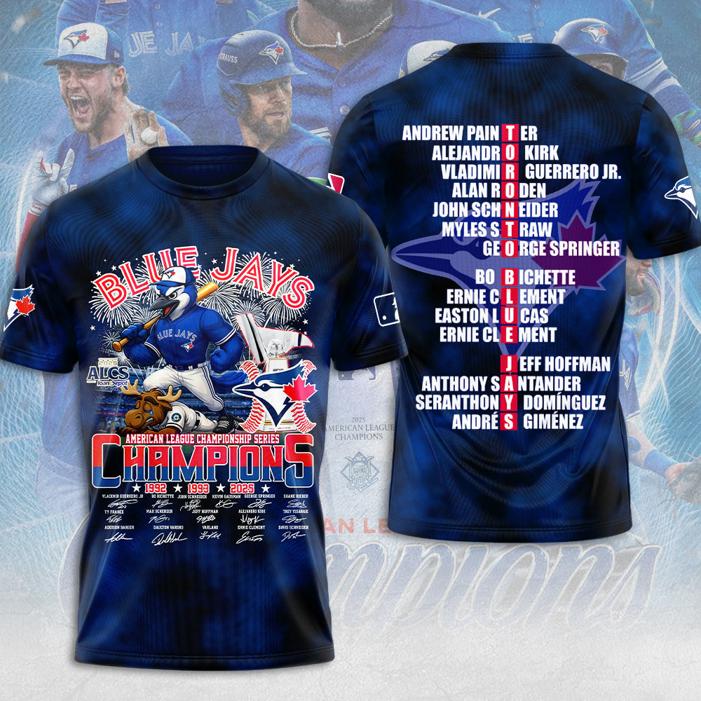 Toronto Blue Jays 2025 American League Champions 3D Apparel – MAITM13696