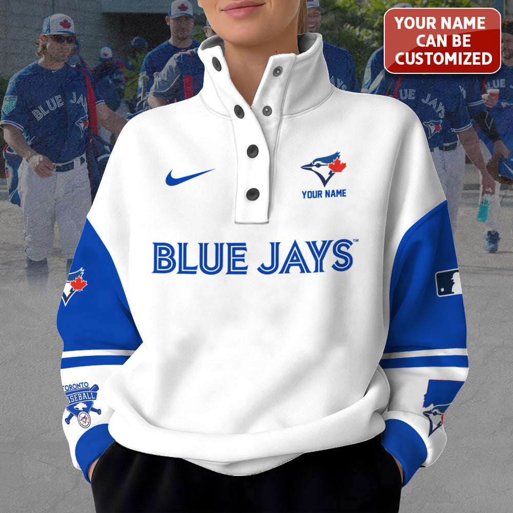 Personalized Toronto Blue Jays 3D Snap Button Collar Sweatshirt – TANTN16504