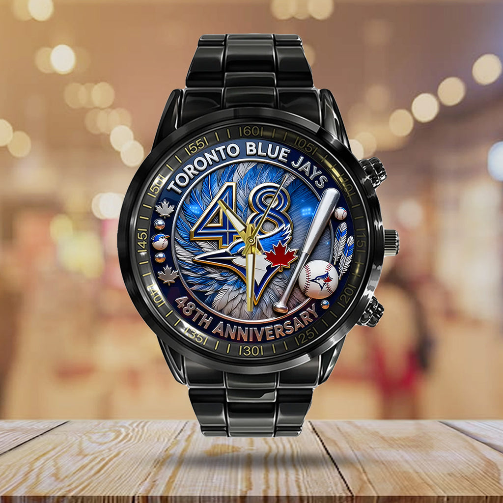 Toronto Blue Jays 48th Anniversary Black Stainless Steel Watch – TANTN17990