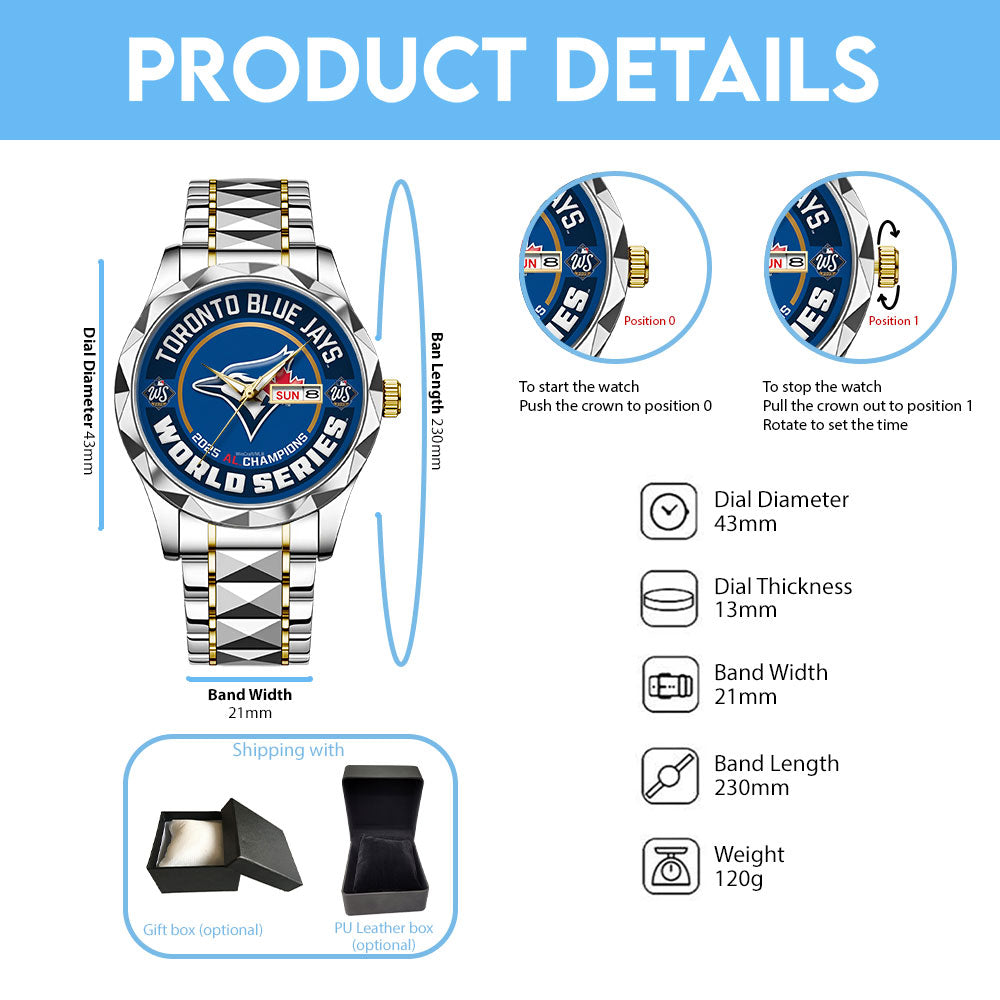 Toronto Blue Jays 2025 American League Champions Alloy Luxury Quartz Watch – TANTN17651