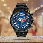 Toronto Blue Jays 2025 American League Champions Black Stainless Steel Watch – TANTN17652