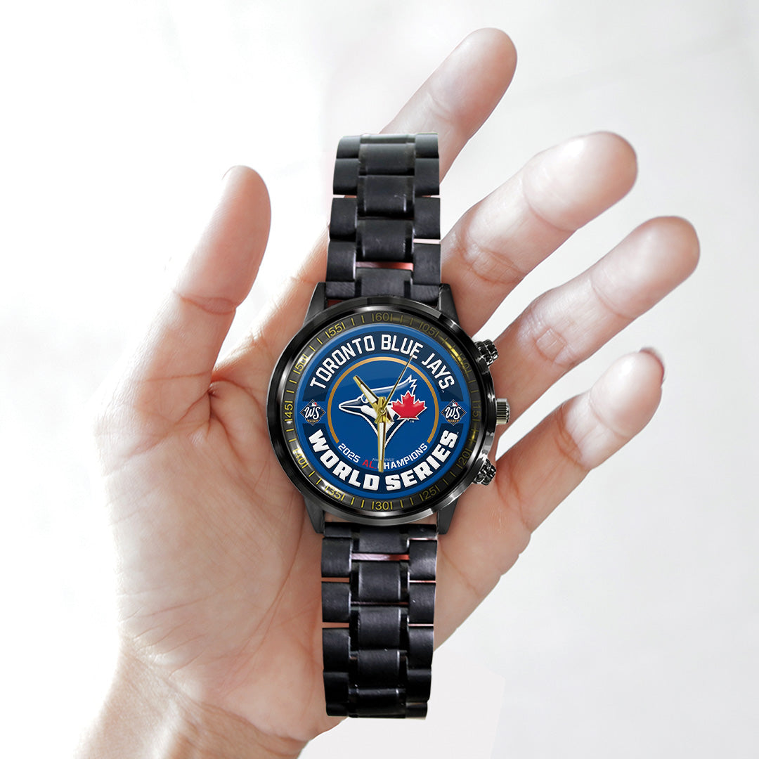 Toronto Blue Jays 2025 American League Champions Black Stainless Steel Watch – TANTN17652